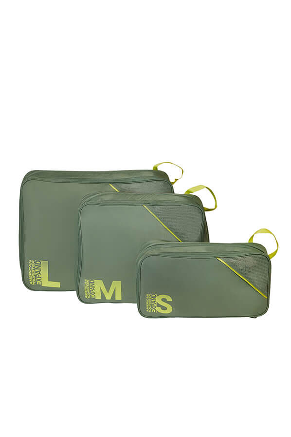 Packing Cubes 3 pakkauskuution sarja | American Tourister American Tourist. Ta Packing Cubes S/M/L  Olive/Lime