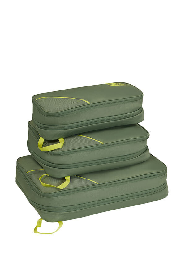 Packing Cubes 3 pakkauskuution sarja | American Tourister American Tourist. Ta Packing Cubes S/M/L  Olive/Lime